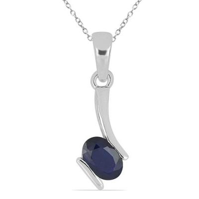 BUY REAL SWISS BLUE TOPAZ  SINGLE STONE PENDANT IN STERLING SILVER